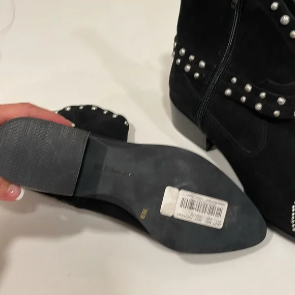 NWOT Booties! Country vibe, comfy and cute! Black suede like with silver stud - Picture 2 of 7